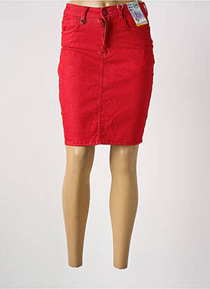 Jupe mi-longue taille normale rouge QUATRE VINGT JOURS femme