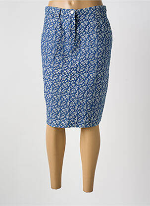 Jupe mi-longue taille normale bleu GUY DUBOUIS femme