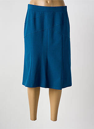 Jupe mi-longue coupe droite bleu GUY DUBOUIS femme