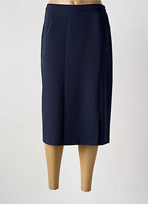 Jupe mi-longue coupe droite bleu GUY DUBOUIS femme