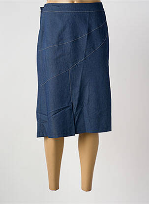 Jupe mi-longue stretch bleu GUY DUBOUIS femme
