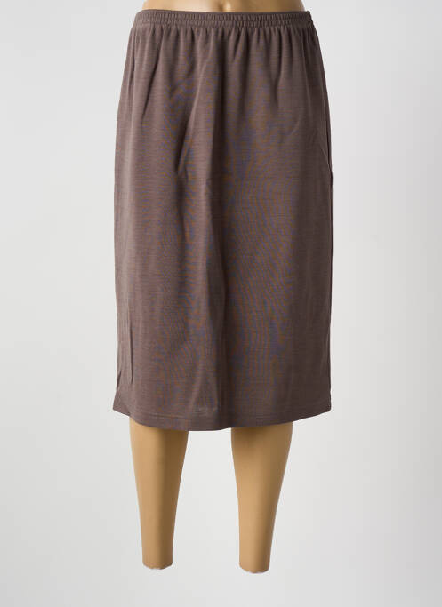 Jupe mi-longue coupe droite marron GRIFFON femme