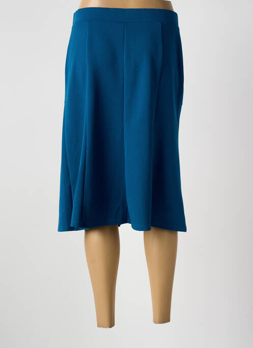 Jupe mi-longue stretch bleu GUY DUBOUIS femme
