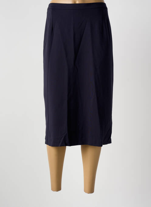 Jupe mi-longue coupe droite bleu GUY DUBOUIS femme