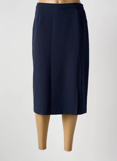 Jupe mi-longue coupe droite bleu GUY DUBOUIS femme