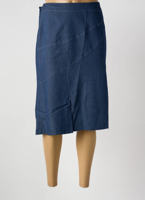 Jupe mi-longue coupe droite bleu GUY DUBOUIS femme