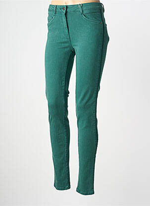 Pantalon slim tissage popeline taille normale vert C'EST BEAU LA VIE femme