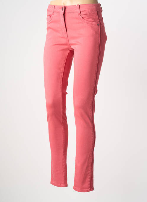 Pantalon slim tissage popeline taille normale rose C'EST BEAU LA VIE femme