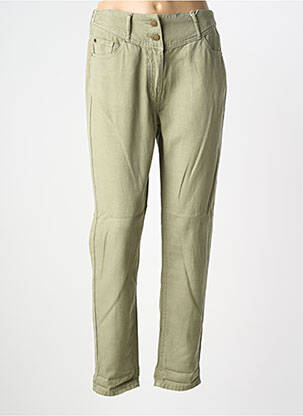 Jeans coupe slim stretch taille haute vert C'EST BEAU LA VIE femme