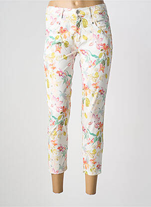 Pantalon 7/8 tissage popeline taille normale blanc ANNA MONTANA femme
