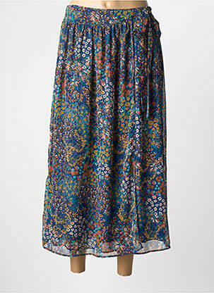 Jupe longue tissage crêpe bleu JULIE GUERLANDE femme