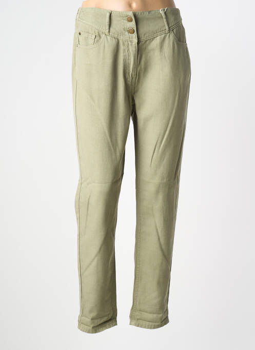 Jeans coupe slim stretch taille haute vert C'EST BEAU LA VIE femme