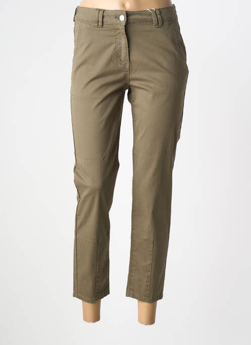 Pantalon 7/8 tissage popeline taille normale vert C'EST BEAU LA VIE femme