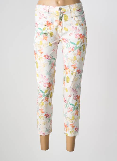 Pantalon 7/8 tissage popeline taille normale blanc ANNA MONTANA femme