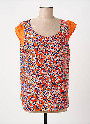 Top imprimé fantaisie manches courtes orange AZAY femme