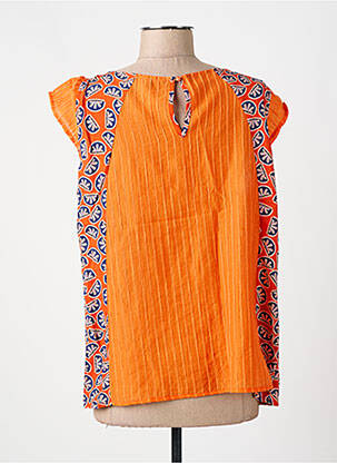 Top imprimé fantaisie manches courtes orange AZAY femme