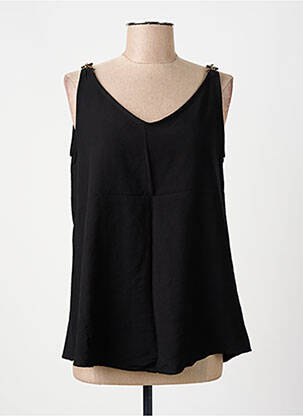 Top col v sans manche noir AZAY femme