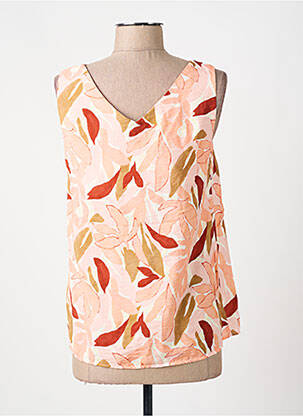 Blouse imprimé fantaisie sans manche orange C'EST BEAU LA VIE femme