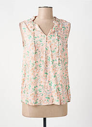 Blouse imprimé fleurs sans manche orange C'EST BEAU LA VIE femme