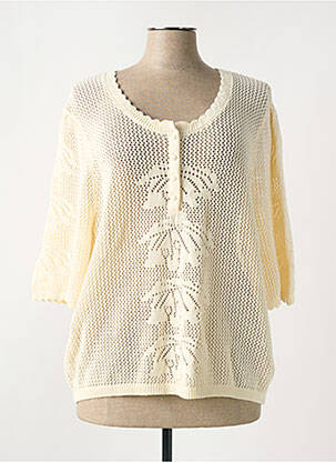 Pull maille ajourée manches 3/4 beige C'EST BEAU LA VIE femme
