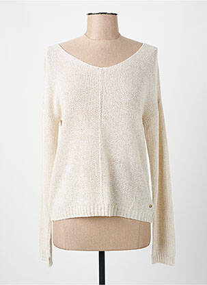 Pull maille ajourée manches longues beige C'EST BEAU LA VIE femme