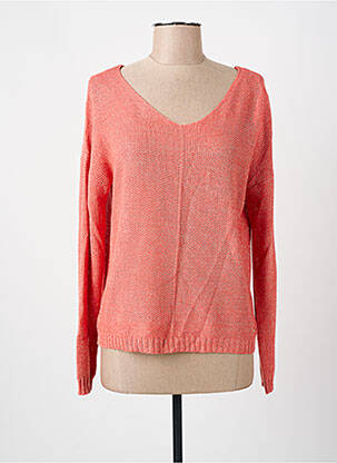 Pull maille ajourée manches longues orange C'EST BEAU LA VIE femme