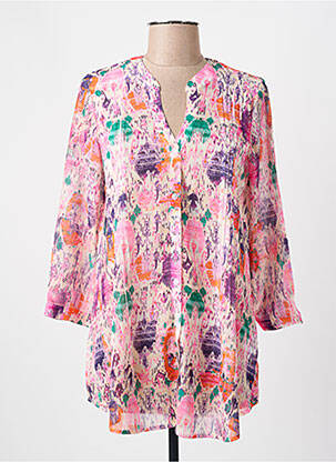 Chemisier tissage crêpe manches longues rose JULIE GUERLANDE femme