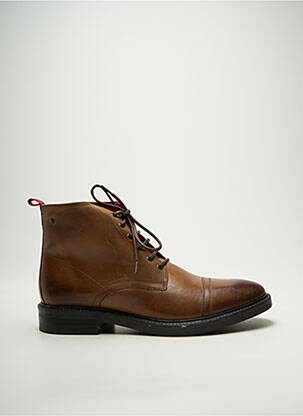 Bottines/boots tissage satiné talon bas marron BASE LONDON homme