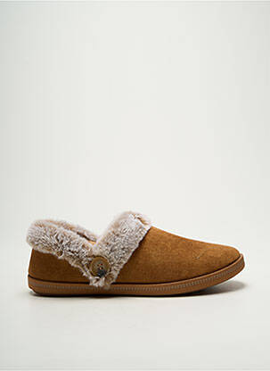 Chaussons/pantoufles bout rond talon plat jusqu'à 3cm marron SKECHERS femme