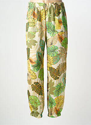 Pantalon droit tissage crêpe taille normale vert QUATRE VINGT JOURS femme