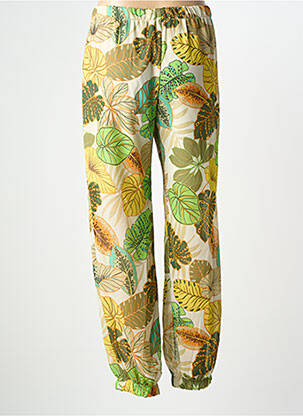 Pantalon droit tissage crêpe taille normale vert QUATRE VINGT JOURS femme