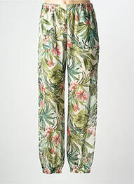 Pantalon droit tissage crêpe taille normale vert QUATRE VINGT JOURS femme