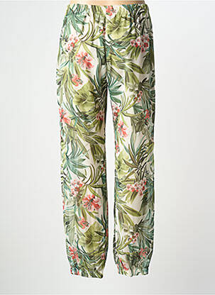 Pantalon droit tissage crêpe taille normale vert QUATRE VINGT JOURS femme