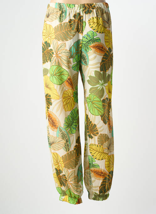 Pantalon droit tissage crêpe taille normale vert QUATRE VINGT JOURS femme