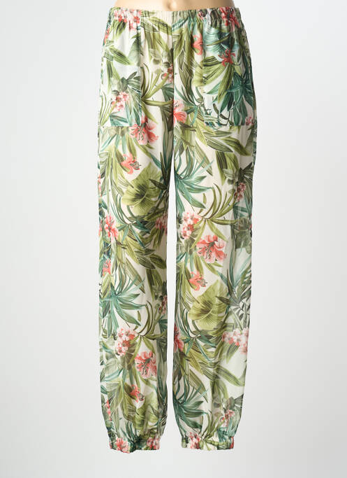 Pantalon droit tissage crêpe taille normale vert QUATRE VINGT JOURS femme