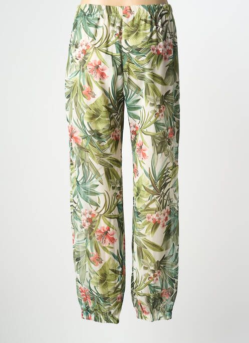 Pantalon droit tissage crêpe taille normale vert QUATRE VINGT JOURS femme