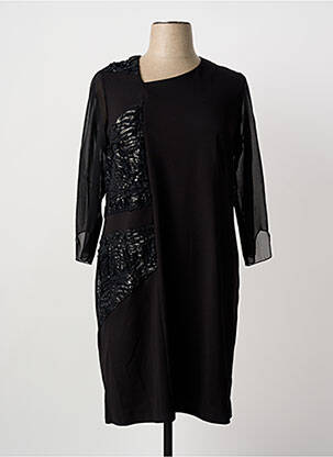 Robe mi-longue manches 3/4 manches 3/4 noir GUY DUBOUIS femme