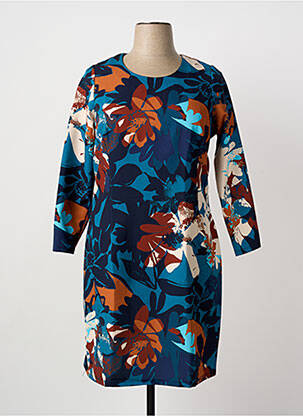 Robe mi-longue imprimé fleurs manches longues bleu GREGORY PAT femme