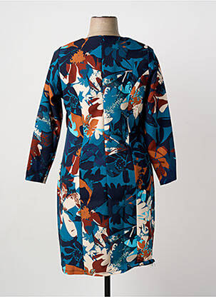 Robe mi-longue imprimé fleurs manches longues bleu GREGORY PAT femme