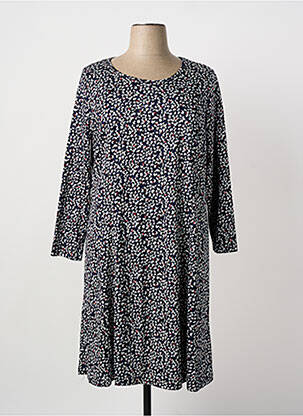 Robe mi-longue imprimé fantaisie manches longues bleu GUY DUBOUIS femme