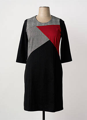 Robe mi-longue manches 3/4 manches 3/4 noir GUY DUBOUIS femme