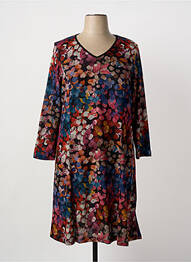 Robe mi-longue imprimé fantaisie manches longues noir GUY DUBOUIS femme