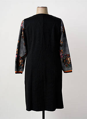 Robe mi-longue imprimé fantaisie manches longues noir GUY DUBOUIS femme
