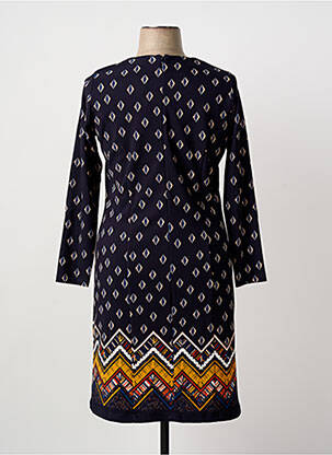 Robe mi-longue imprimé fantaisie manches longues bleu GUY DUBOUIS femme