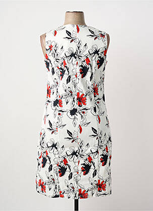 Robe mi-longue imprimé fleurs sans manche blanc GUY DUBOUIS femme