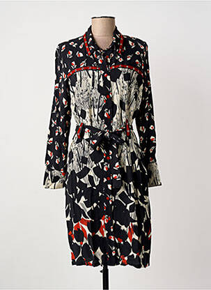 Robe mi-longue imprimé fantaisie manches longues noir MERI & ESCA femme