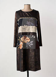Robe mi-longue imprimé fantaisie manches longues marron MERI & ESCA femme