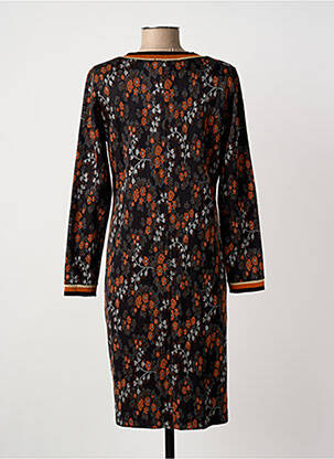 Robe mi-longue imprimé fleurs manches longues marron GUY DUBOUIS femme