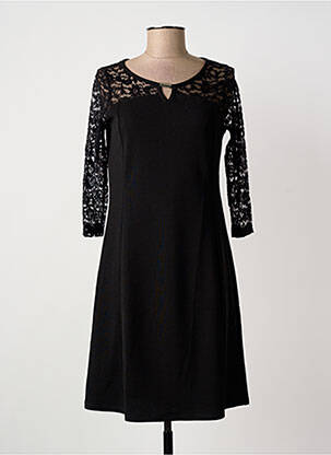 Robe mi-longue manches 3/4 manches 3/4 noir GUY DUBOUIS femme