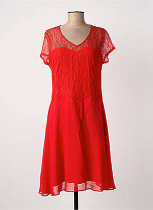 Robe mi-longue coupe fluide manches courtes rouge GREGORY PAT femme